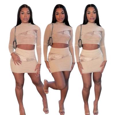 China Stretchy Casual Two Piece Set 2021 QUICK DRY Fashion New 2 Piece Set Women Skirt Set for sale