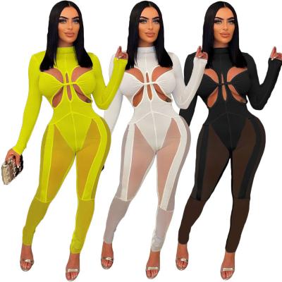 China Hot Selling QUICK DRY Mesh Short Romper Womens Short Sleeve Asymmetry Summer Bodycon White Cut Out One Piece Short Romper Overalls for sale