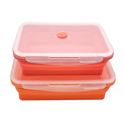 China Free BPP 2 Packs Microwavable Collapsible Portable Silicone Collapsible Container Food Storage Lunch Box for sale