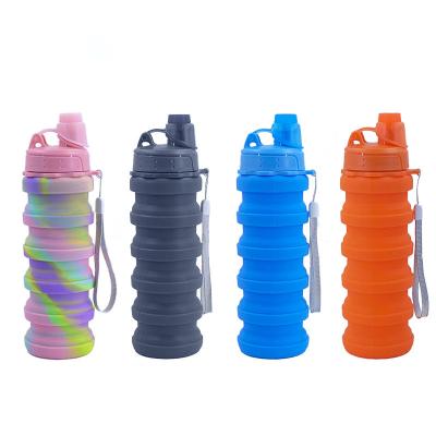 China 500ml viable collapsible water bottles for travel, reusable collapsible water bottles for outdoor gym camping for sale