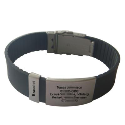 China Stainless steel factory logo qr code custom id bracelet medical qr code hospital id alert wristband for sale