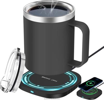 China Viable Amazon Vend Heated Coffee Mug with Double 18/8 Stainless Steel, Cordless Fill Function, Coffee Warmer with Cup Set for Coffee for sale