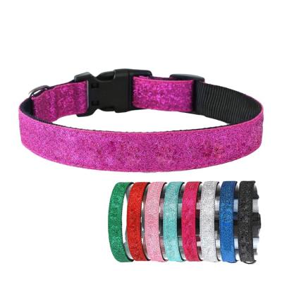 China Sustainable Special Shiny Cool Pet Supplies Bringbring Nylon Leather Collar Dog Collar for sale