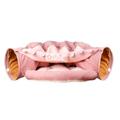 China Viable General Four Seasons Pet Toy Folding Shell Tunnel Cat Bed for sale