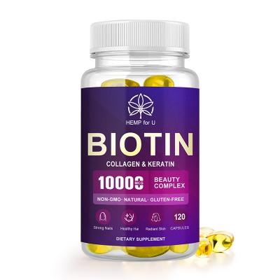 China 120pcs Effective Hair Growth Vitamin Supplements Biotin To Prevent Hair Loss Stimulate Hair Biotin Capsules for sale