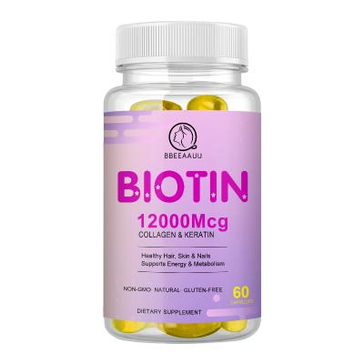 China Factory Custom OEM/ODM Biotin 120000 mcg 60 Tablets Max Strength Hair Skin and Nails Support Biotin Capsules for sale