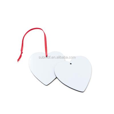 China Eco - Friendly Personalized Photo Printing Christmas Ornaments White Wood Sublimation Wooden Heart for sale