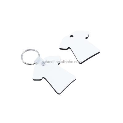 China Wood Customized T-shirt Shape Sublimation Mute Key Chain DIY Wooden MDF Mute Key Chain With Key Ring for sale