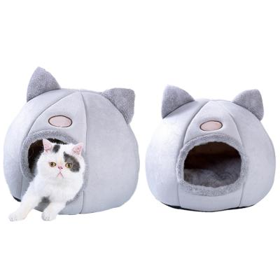 China Indoor Warm Foldable Partially Enclosed Cute Comfortable Warm Breathable Pet Cat Cave Waterproof Non-Slip Cat Room for sale