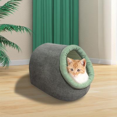 China Cat Cave Bed Plush Round Style Handcrafted Cats Breathable Warm Bed Corduroy Material Lightweight And Portable Cat Seat Beds for sale