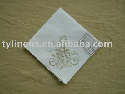 China Stripe Initial Machine Embroidery Ladies Cotton Handkerchief for sale