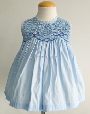 China Wholesale 100% Cotton Breathable Kids Hand Smocked Embroidered Summer Dresses for sale