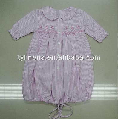 China Washable 100% Cotton Pink Stripe Baby Smocked Dresses for sale