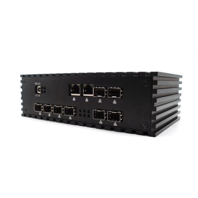 China Low power 12V pfsense hardwear x86 mini pc i3 i5 i7 x2 10G SFP+ x6 1G SFP x2 RJ45 TX380-TSSSC for sale