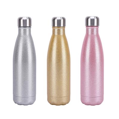 China Sustainable Custom Printing Thermal Glitter Insulated Stainless Steel Water Bottle Double Walls 750ml Single Walls 500ml Gradient Glitter Sports for sale