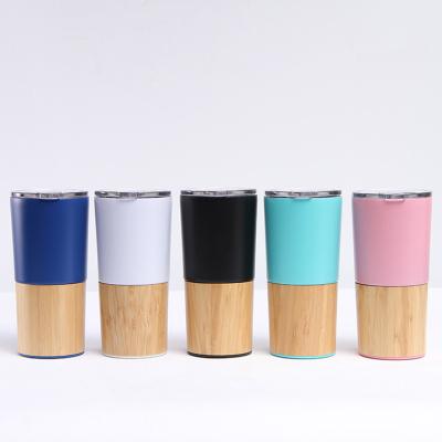 China Sustainable Printing Custom Laser Engraving Stainless Steel Bamboo Two Tones Vacuum Insulated Tumbler Car Mugs Travel Mugs for sale