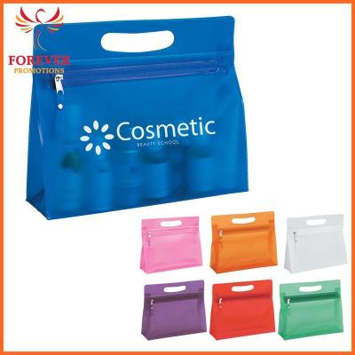 China Hot Selling Translucent Vanity Bag PVC Vanity Bag Makeup Bag With Handle And Zipper Closure for sale