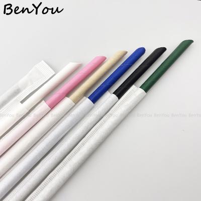 China Straw Food Grade Individual Paper Disposable Paper Straw Clean Colorful Biodegradable Beverage Packaging for sale