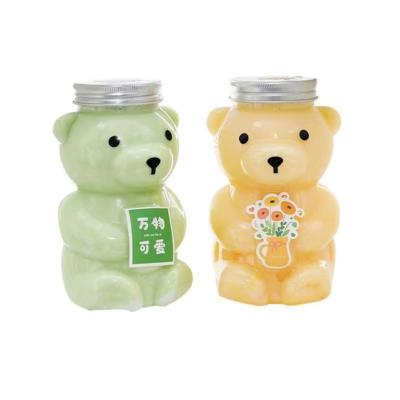 China Widely Bear Shape Transparent Cute Fruit Juice Cold Drink Mike Tea Plastic Cups With Lid for sale