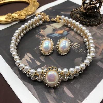 China High Quality Jewelry Set 2023 Luxury Natural Pearl Vintage Mapei Jewelry Women Elegant Elegant Necklace Earrings for sale