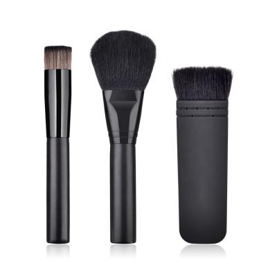 China Free Sample Professional Black Matt Wooden Natural Fiber Makeup Brush Skin-friendly for sale