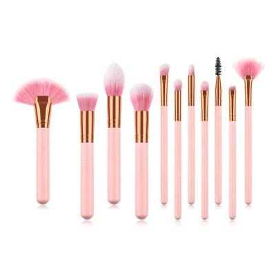 China Cheap Beauty 11pcs Vegan Skin-friendly Wooden Handle Makeup Sets Brushes For Daily Beauty Private Label for sale