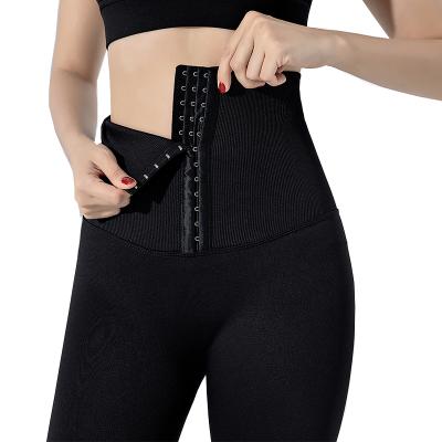 China LOGO Hooks Waist Trainer Custom Breathable Selling Slim Black Waist Trainer Yoga Pants Women Shapers Popular Corset Gaiters for sale