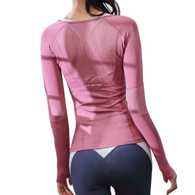 China Breathable Lightweight Wholesale Custom Women High Stretch Compression Long Sleeve Yoga Tops for sale