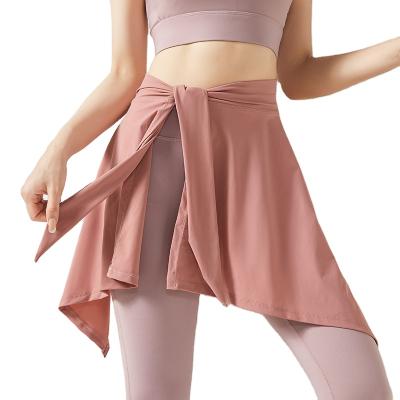 China New Breathable Tight-fitting Sports Shorts Skirt Ruffle Two-piece Skirt Fitness Yoga Women Hip-lifting Skirt for sale