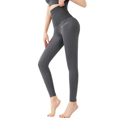 China Custom Logo Antibacterial Yoga Pants Gaiters Corset Service Waist Trainer Sportswear Front Hook Leggings High Waist for sale