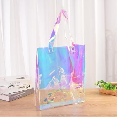 China High Grade Transparent Magic High Frequency PVC Bag Plastic Packaging Gift Handled Custom Laser Color EVA Shopping Bag for sale