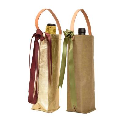 China Custom Creative Ins Recyclable Gift Washing Kraft Paper Red Wine Bag Red Wine Packaging Gift Box Simple Leather Handbag for sale