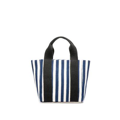 China New Handled Plain Stripe Canvas Bag Printed Shopping Bag Custom Cross Carry Bag Factory for sale