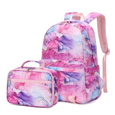 China 2022 other new arrivals blue pink purple black tie dye bag set school bags with lunch box kids school bags for sale