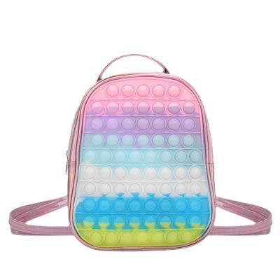 China Soft/Durable 2022 New Kids Fashion Stress Reliever Backpack Schoolbag Busty Funny Toys Bag Push Bubble Pop Backpack for sale