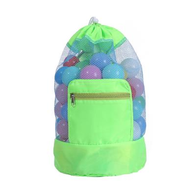 China 2022 Light Weight Factory Directly Supply Custom Drawstring Toy Logo Mesh Folding Beach Bag Swimming Moving Package for sale