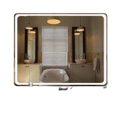 China Wholesale LED Modern Cabinet New Design Illuminated Custom Bathroom Mirror For Hotel And Home With Frosted Area for sale