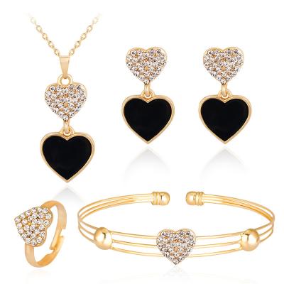 China Attractive Design 4 Pcs Women Jewelry Sets Luxury Crystal 18K Gold Plated Wedding Bridal Jewelry Set for sale