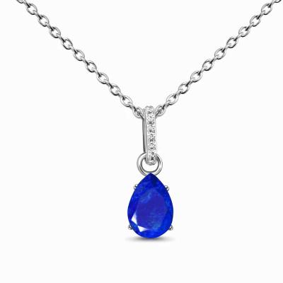 China New Design High Quality Retro S925 Sterling Silver Claying Sapphire Charm Fashion Design Niche Charm Necklace Jewelry All-match for sale