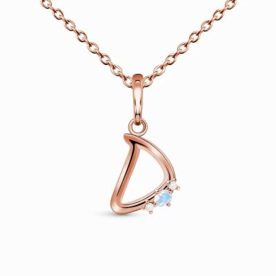 China Hot Sale Fashion S925 Sterling Silver Letter D Moonstone Rose Gold Necklace High Quality Niche Jewelry for sale