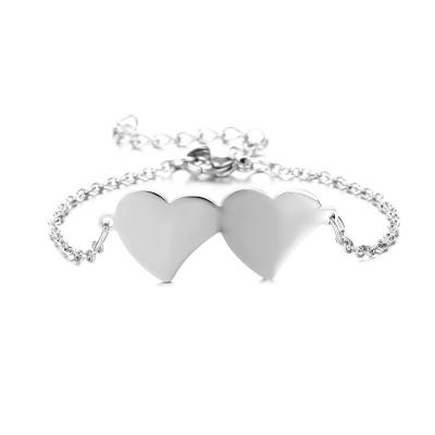 China Popular High Quality New Stainless Steel Heart Bangle Hip Hop Peach Heart Bracelets Simple Jewelry for sale