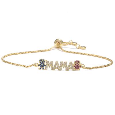 China New Design FASHIONABLE Creative Gold Style Letter Silver Plated Crystal Charm Bracelet Mother's Day Gifts For Mommy Mother's Day Gifts for sale