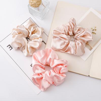 China Solid Color Satin Hair Scrunchies Ponytail Holder Silk Hair Scrunchies Custom Design Elastic Hair Bands Hair Band for sale