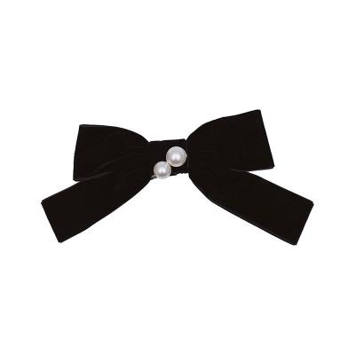 China New Design High Quality Retro Velvet Black Bow Hairpin French Temperament Headwear Accessories for sale