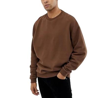 China Anti-wrinkle high quality fashion men pullover black crewneck pullover plain sweatshirts slim fit man for sale