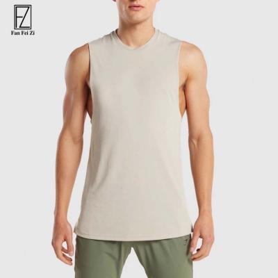 China High Quality 95% Cotton +5% Spandex Mens Tank Tops Solid Color Bodybuilding Muscle Gym Tank Tops Breathable Men for sale