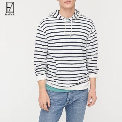 China Custom 100% Cotton Hoodie Sweatshirt Men Autumn Casual Wear Private Label Logo Thin Stripe Wholesale Anti-wrinkle for sale