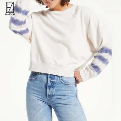 China 2021 Breathable High Quality Street Wear Casual Drop Shoulder Cropped Tie Dye Loose Sweatshirt For Women for sale