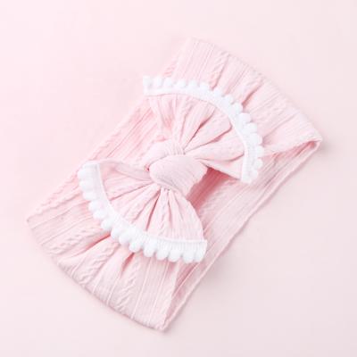 China Sweet Hot Children's Hair Band With Pure Color Hair Ball Bow Hair Band for sale