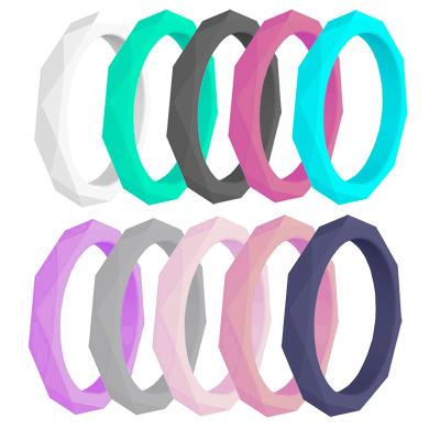 China 10PCS Ring Pack 3mm Solid Color Silicone Rings For Women for sale